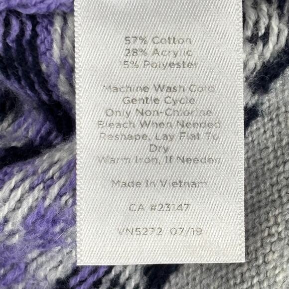 Talbots Size Small Zig Zag Fair Isle Sweater - Purple Grey Black Side Split Hem - Picture 7 of 12
